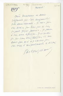 41-01-ar G Gallimard à M Van Rysselberghe 09 fév 1943