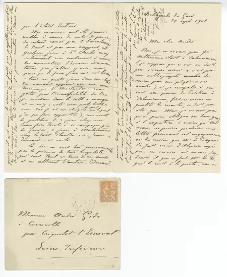 01-14-g Ch Gide à A Gide 22 sept 1902 avec enveloppe recto