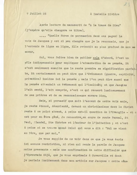 01-26-a A Gide à I Rivière 07 juil 1925 dactylo p 1