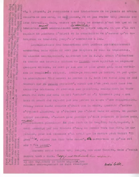 01-50-a A Gide à A Thérive 14 mai 1928 p 6