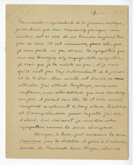 03-54-c A Gide discours 1936 copié par E Dabit p1