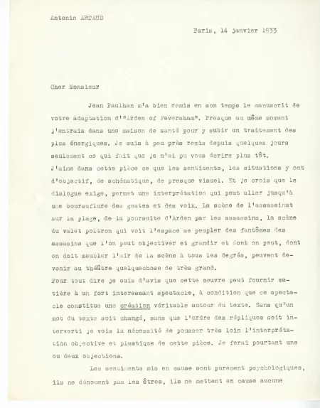 04-08-b A Artaud à A Gide 14 janv 1933 p1
