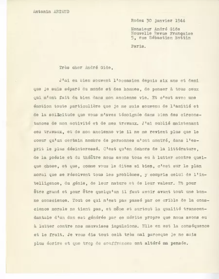 04-08-f A Artaud à A Gide 30 janv 1944 p1