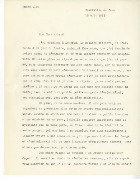 04-08-j A Gide à A Artaud 16 août 1932 p1