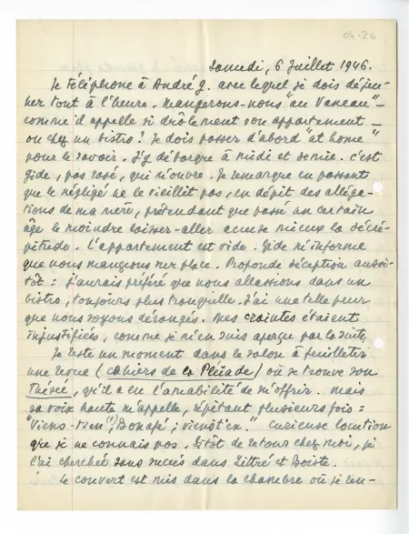 04-26-k F Bonafé sur A Gide 06 juil 1946 p1 recto