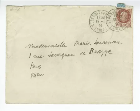 06-25-e M Jacob à M Laurencin 19 janv 1944 enveloppe