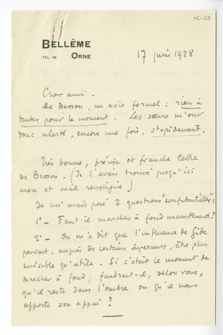 06-28-e R Martin du Gard à A Gide 17 juin 1928 p1 recto