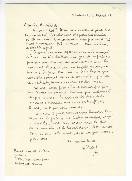 06-29-l Heyd à Gide 30 aout 1947
