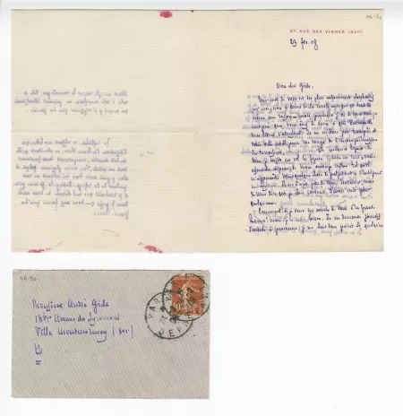 06-50-c R Boylesve à A Gide 23 fév 1908 & enveloppe recto