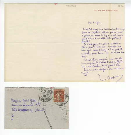 06-50-d R Boylesve à A Gide 29 fév 1908 & enveloppe recto