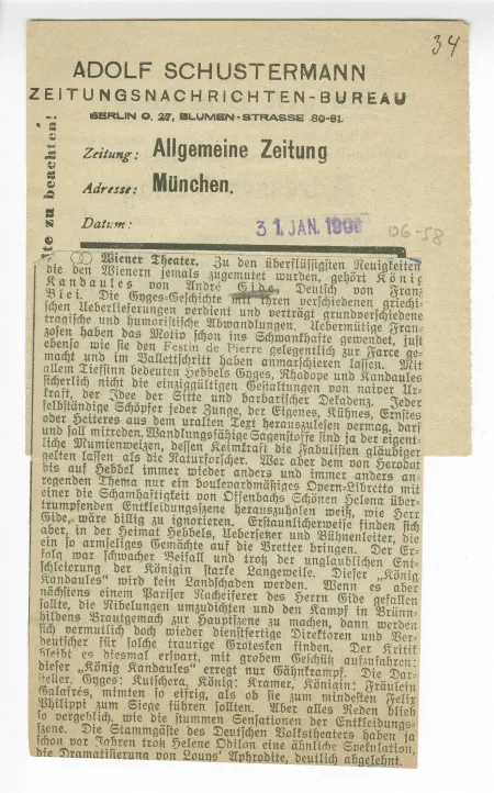 06-58-b Roi Candaule Allgemeine Zeitung München 31 janv 1906