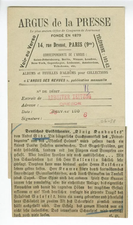 06-58-b Roi Candaule Arbeiter Zeitung Dresden 28 janv 1906
