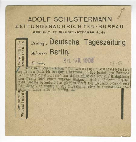 06-58-b Roi Candaule Deutsche Tageszeitung Berlin 30 janv 1906