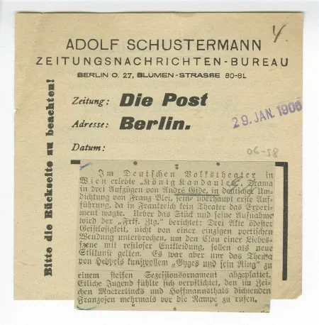 06-58-b Roi Candaule Die Post Berlin 29 janv 1906