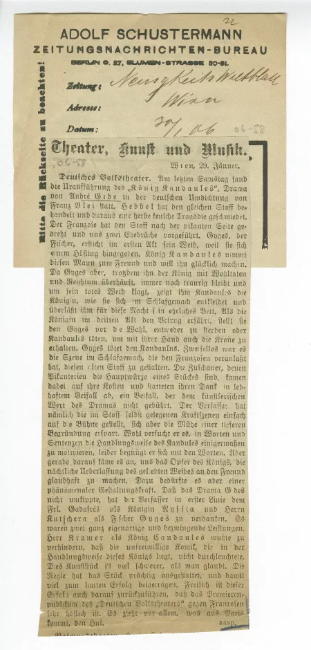 06-58-b Roi Candaule Neuigkeits Weltblatt Wien 30 janv 1906 b