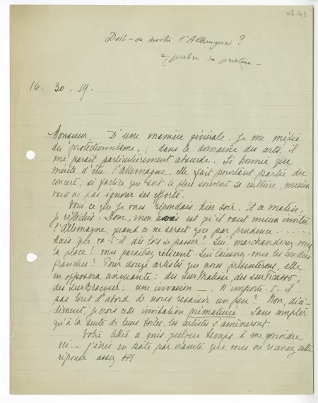 07-43-a A Gide réponse à une enquête inviter l'Allemagne 1919