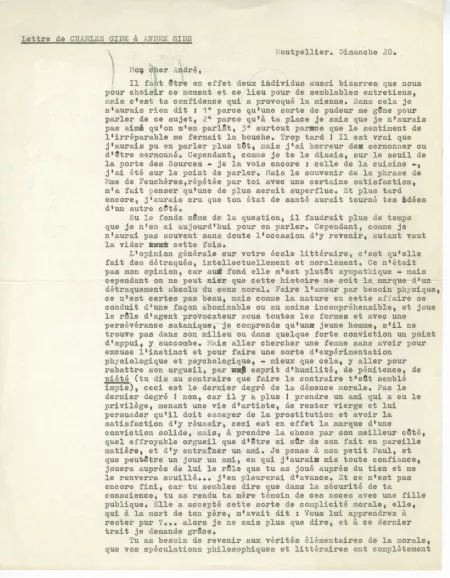 14-07-a Ch Gide à A Gide dimanche 20 p 1