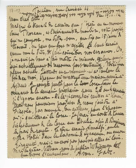 17-09-ab L Fabulet à A Gide 19 janv 1914 recto