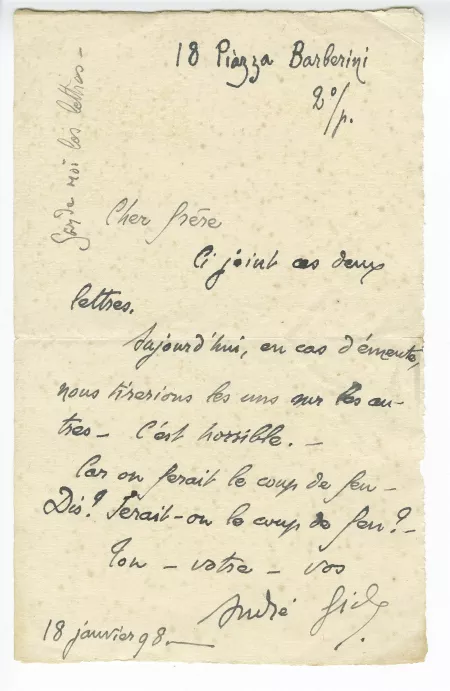 18-02-g A Gide à M Drouin 18 janv 1898
