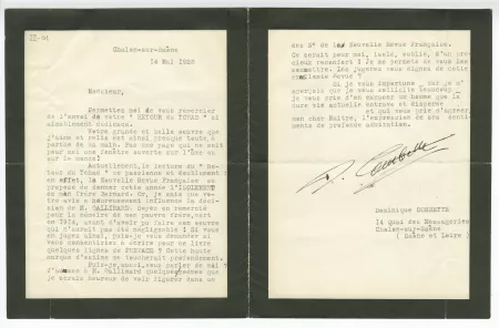 22-01-ah D Combette à A Gide 14 mai 1928