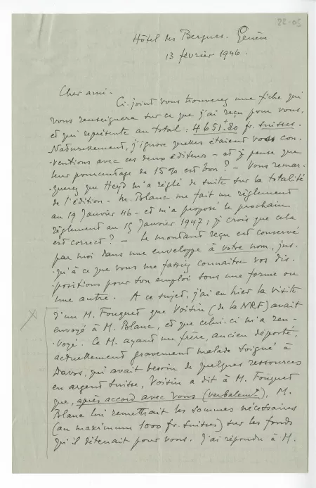 22-05-g A Naville à A Gide 13 fév 1946 recto