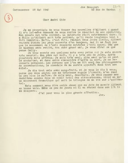23-16-c J Bousquet à A Gide 28 mai 1940