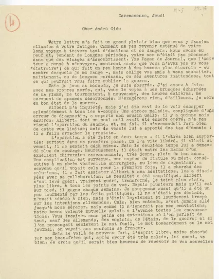 23-16-d J Bousquet à A Gide 1945 p1