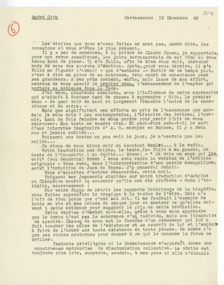 23-16-f J Bousquet à A Gide 13 déc 1946 p1