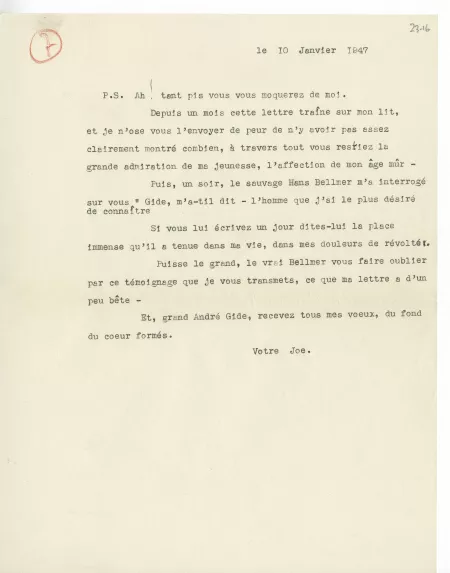 23-16-g J Bousquet à A Gide 10 janv 1947