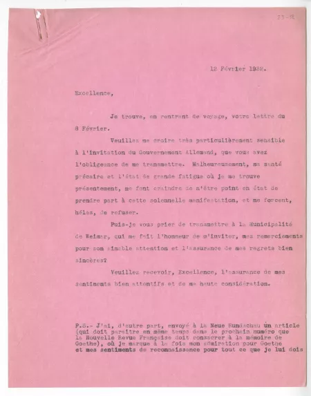 23-18-b A Gide à L von Hoesch 12 fév 1932