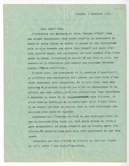 24-19-d P Herbart à A Gide 02 nov 1936 p1