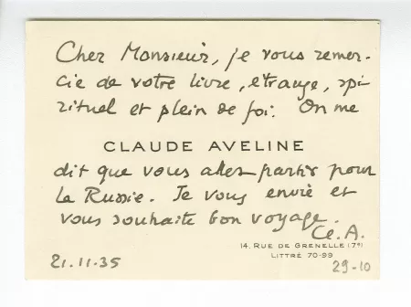 29-10-b C Aveline à P Herbart 21 nov 1935
