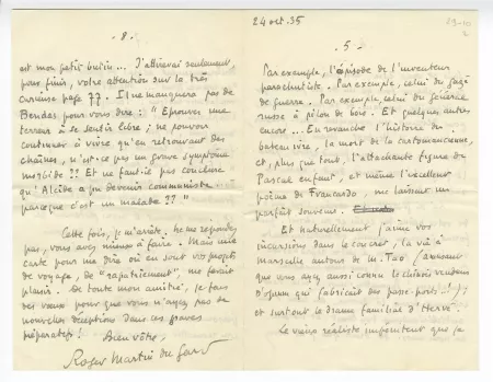 29-10-c R Martin du Gard à P Herbart 24 oct 1935 p2 recto