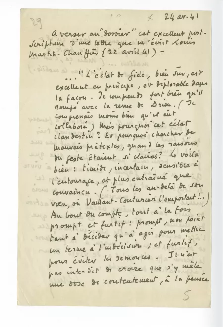 30-01-C-37 RMG à MVR 24 avril 1941 recto