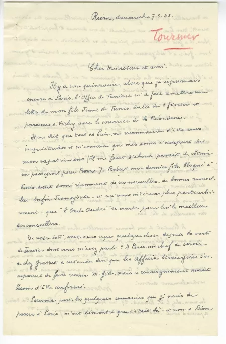30-02-D-21 MT à AG 07 mars 1943 recto