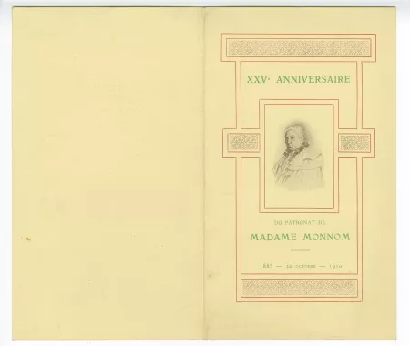 34-02-m S Monnom menu XXVè anniversaire patronnage 20 oct 1910 recto