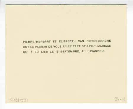 34-02-n faire part mariage P Herbart & E Van Rysselberghe 19 sept 1939 b