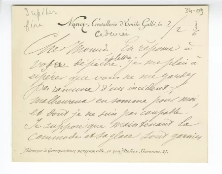 34-09-k E Gallé à anonyme 02 fév 1896 recto