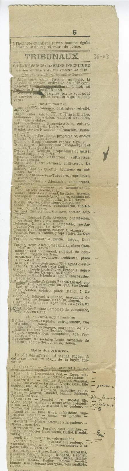 36-03 A Gide Cour Assises Journal de Rouen 12 mai 1912 partie 1