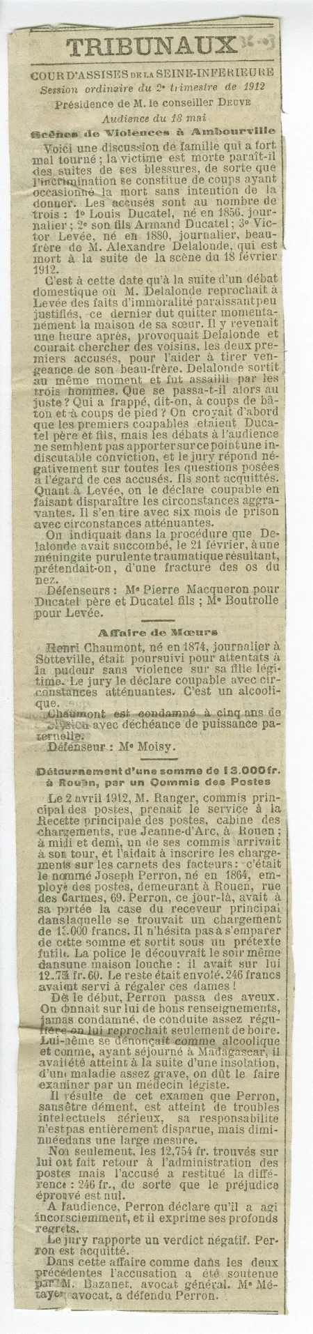 36-03 A Gide Cour Assises Journal de Rouen 19 mai 1912