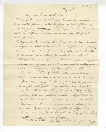 36-03 A Gide visite à mère H Le Brun 18 juin 1912 p1