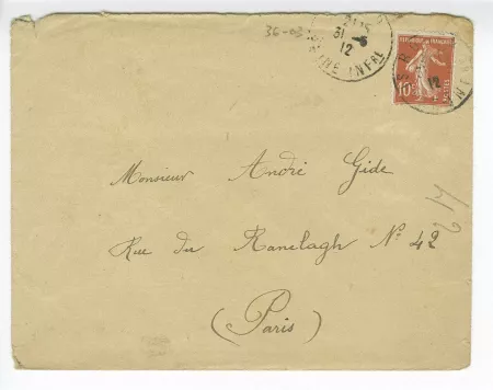 36-03 H Le Brun à A Gide 31 mai 1912 enveloppe