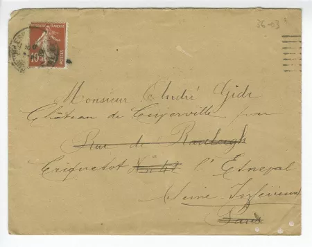 36-03 mère H Le Brun à A Gide 04 août 1912 enveloppe recto