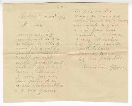 36-03 mère H Le Brun à A Gide 04 août 1912