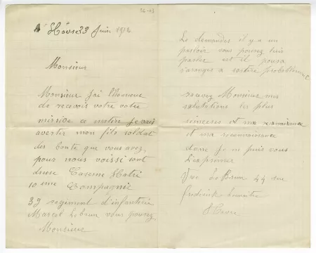 36-03 mère H Le Brun à A Gide 23 juin 1912