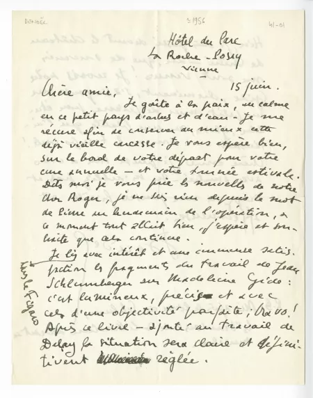 41-01-ag J Denöel à M Van Rysselberghe 15 juin 1956 recto