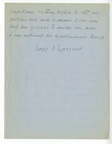 41-01-ak G d'Espagnat à M Van Rysselberghe 24 déc 1926 verso