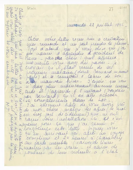 41-01-aq M Th Frank à M Van Rysselberghe 22 juil 1942 p1 recto