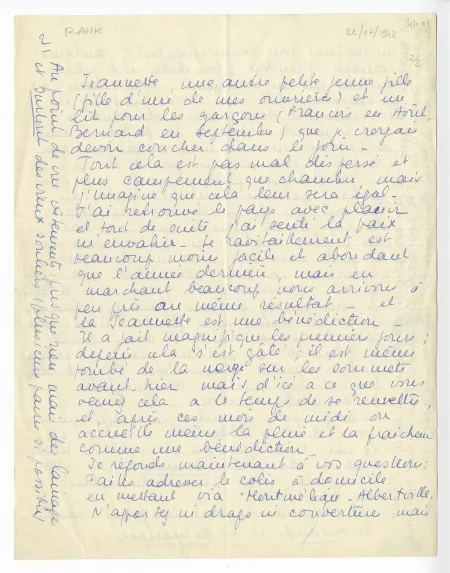 41-01-aq M Th Frank à M Van Rysselberghe 22 juil 1942 p2 recto