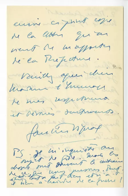 41-01-as L Gautier-Vignal à M Van Rysselberghe 17 janv 1942 verso
